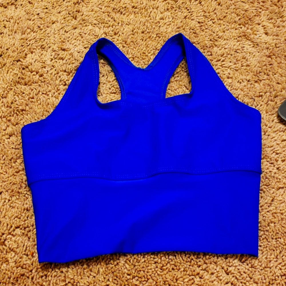 Blue sports bra